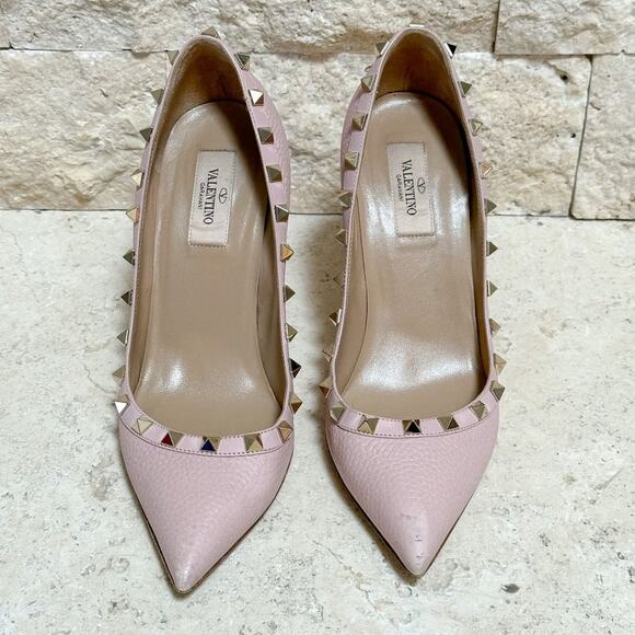 Valentino Garavani Rockstud Grainy Leather 100mm Pump Water Rose - Picture 5 of 16